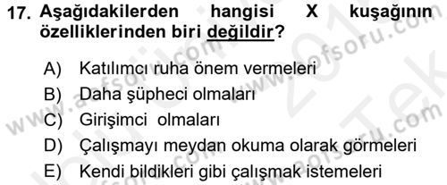 Psikoloji Dersi 2015 - 2016 Yılı Tek Ders Sınav Soruları 17. Soru
