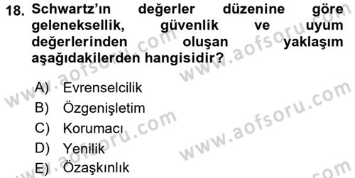Psikoloji Dersi 2015 - 2016 Yılı Tek Ders Sınav Soruları 18. Soru