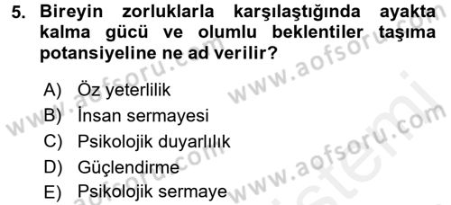 Psikoloji Dersi 2015 - 2016 Yılı Tek Ders Sınav Soruları 5. Soru