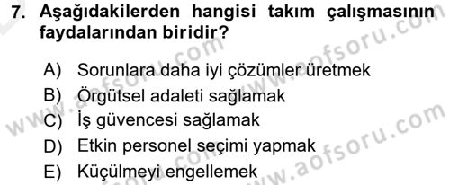Psikoloji Dersi 2015 - 2016 Yılı Tek Ders Sınav Soruları 7. Soru