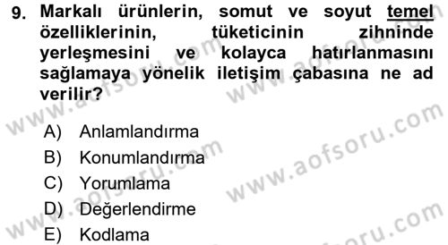 Psikoloji Dersi 2015 - 2016 Yılı Tek Ders Sınav Soruları 9. Soru