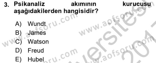 Psikoloji Dersi 2016 - 2017 Yılı 3 Ders Sınav Soruları 3. Soru