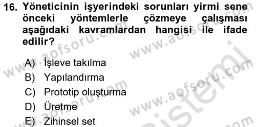 Psikoloji Dersi 2016 - 2017 Yılı (Vize) Ara Sınav Soruları 16. Soru