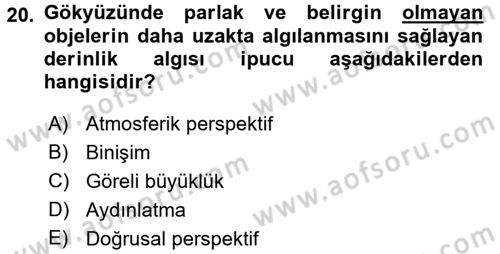 Psikoloji Dersi 2016 - 2017 Yılı (Vize) Ara Sınav Soruları 20. Soru