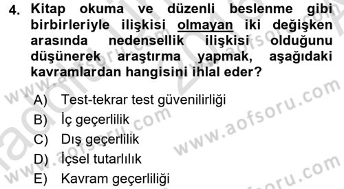 Psikoloji Dersi 2016 - 2017 Yılı (Vize) Ara Sınav Soruları 4. Soru