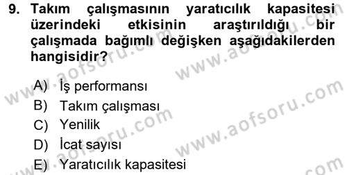 Psikoloji Dersi 2016 - 2017 Yılı (Vize) Ara Sınav Soruları 9. Soru
