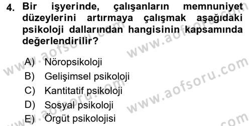 Psikoloji Dersi 2017 - 2018 Yılı (Vize) Ara Sınav Soruları 4. Soru