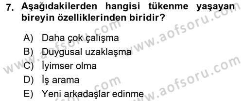 Psikoloji Dersi 2017 - 2018 Yılı (Final) Dönem Sonu Sınav Soruları 7. Soru