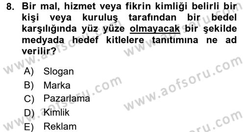 Psikoloji Dersi 2017 - 2018 Yılı (Final) Dönem Sonu Sınav Soruları 8. Soru