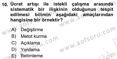 Psikoloji Dersi 2018 - 2019 Yılı (Vize) Ara Sınav Soruları 10. Soru