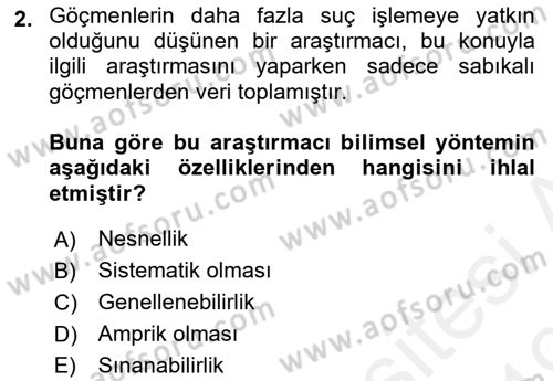 Psikoloji Dersi 2018 - 2019 Yılı (Vize) Ara Sınav Soruları 2. Soru
