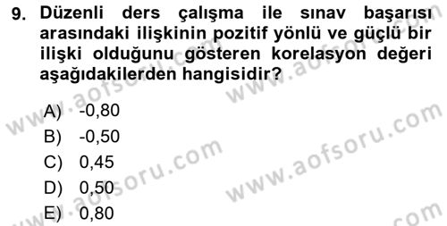 Psikoloji Dersi 2018 - 2019 Yılı (Vize) Ara Sınav Soruları 9. Soru
