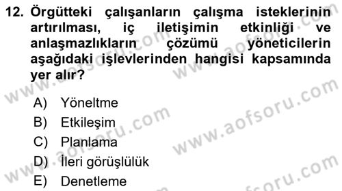 Psikoloji Dersi 2018 - 2019 Yılı (Final) Dönem Sonu Sınav Soruları 12. Soru