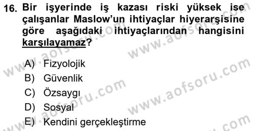 Psikoloji Dersi 2018 - 2019 Yılı (Final) Dönem Sonu Sınav Soruları 16. Soru