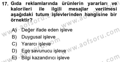 Psikoloji Dersi 2018 - 2019 Yılı (Final) Dönem Sonu Sınav Soruları 17. Soru
