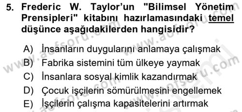 Psikoloji Dersi 2018 - 2019 Yılı (Final) Dönem Sonu Sınav Soruları 5. Soru