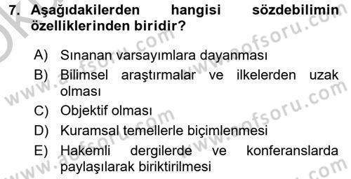 Psikoloji Dersi 2018 - 2019 Yılı Yaz Okulu Sınav Soruları 7. Soru