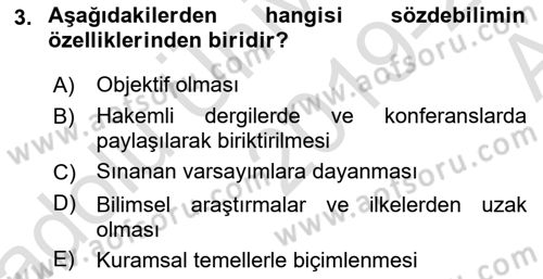 Psikoloji Dersi 2019 - 2020 Yılı (Vize) Ara Sınav Soruları 3. Soru