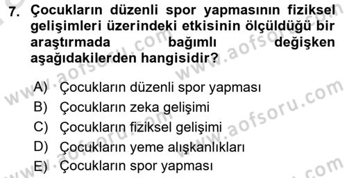 Psikoloji Dersi 2019 - 2020 Yılı (Vize) Ara Sınav Soruları 7. Soru