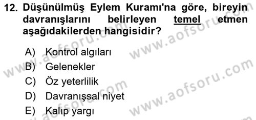 Psikoloji Dersi 2019 - 2020 Yılı (Final) Dönem Sonu Sınav Soruları 12. Soru