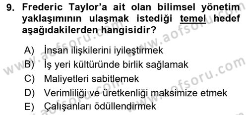 Psikoloji Dersi 2019 - 2020 Yılı (Final) Dönem Sonu Sınav Soruları 9. Soru