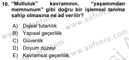 Psikoloji Dersi 2021 - 2022 Yılı (Vize) Ara Sınav Soruları 10. Soru