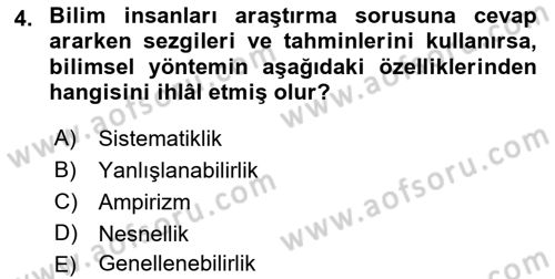 Psikoloji Dersi 2021 - 2022 Yılı (Vize) Ara Sınav Soruları 4. Soru
