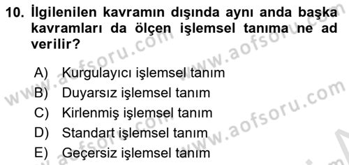 Psikoloji Dersi 2022 - 2023 Yılı (Vize) Ara Sınav Soruları 10. Soru