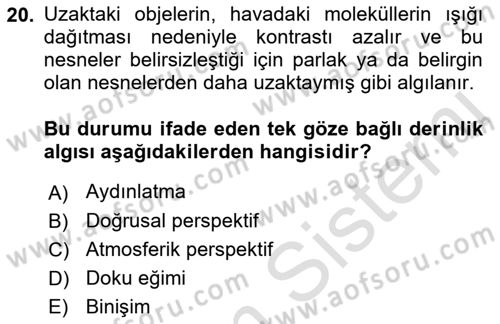 Psikoloji Dersi 2022 - 2023 Yılı (Vize) Ara Sınav Soruları 20. Soru