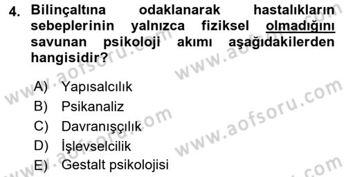 Psikoloji Dersi 2022 - 2023 Yılı (Vize) Ara Sınav Soruları 4. Soru