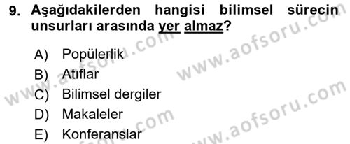 Psikoloji Dersi 2022 - 2023 Yılı (Vize) Ara Sınav Soruları 9. Soru