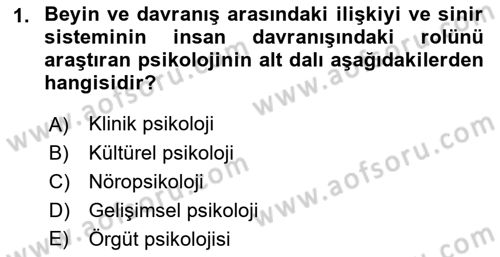 Psikoloji Dersi 2022 - 2023 Yılı (Final) Dönem Sonu Sınavı 1. Soru