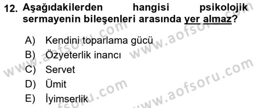 Psikoloji Dersi 2022 - 2023 Yılı (Final) Dönem Sonu Sınavı 12. Soru