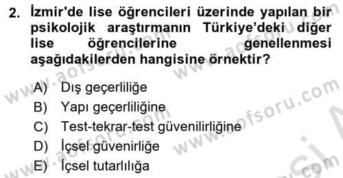 Psikoloji Dersi 2022 - 2023 Yılı (Final) Dönem Sonu Sınavı 2. Soru