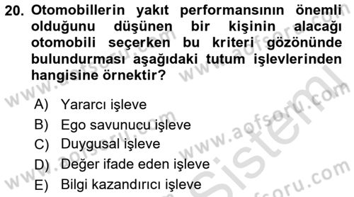 Psikoloji Dersi 2022 - 2023 Yılı (Final) Dönem Sonu Sınavı 20. Soru