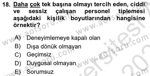 Psikoloji Dersi 2022 - 2023 Yılı Yaz Okulu Sınavı 18. Soru