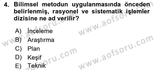 Psikoloji Dersi 2023 - 2024 Yılı (Vize) Ara Sınav Soruları 4. Soru