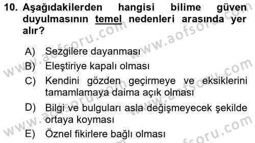 Psikoloji Dersi 2024 - 2025 Yılı (Vize) Ara Sınav Soruları 10. Soru
