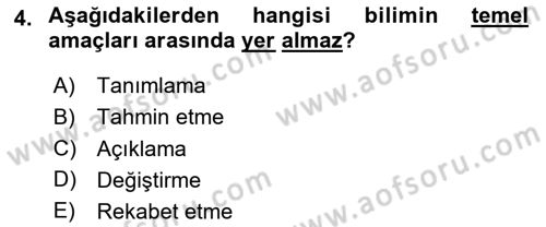 Psikoloji Dersi 2024 - 2025 Yılı (Vize) Ara Sınav Soruları 4. Soru