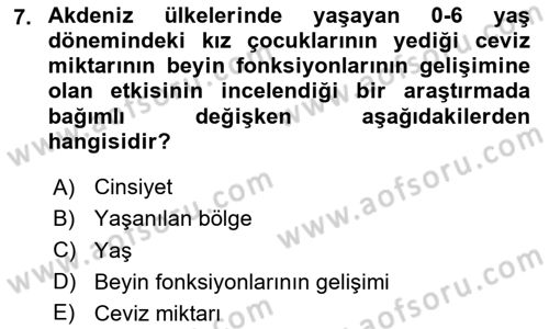 Psikoloji Dersi 2024 - 2025 Yılı (Vize) Ara Sınav Soruları 7. Soru