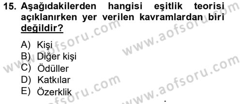 Çalışma Psikolojisi Dersi 2012 - 2013 Yılı (Vize) Ara Sınav Soruları 15. Soru