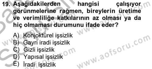 Çalışma Psikolojisi Dersi 2012 - 2013 Yılı (Final) Dönem Sonu Sınav Soruları 19. Soru