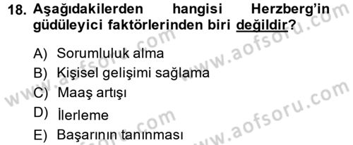 Çalışma Psikolojisi Dersi 2013 - 2014 Yılı (Vize) Ara Sınav Soruları 18. Soru