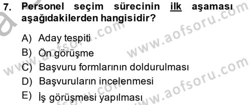 Çalışma Psikolojisi Dersi 2013 - 2014 Yılı (Vize) Ara Sınav Soruları 7. Soru