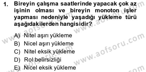 Çalışma Psikolojisi Dersi 2013 - 2014 Yılı (Final) Dönem Sonu Sınav Soruları 1. Soru