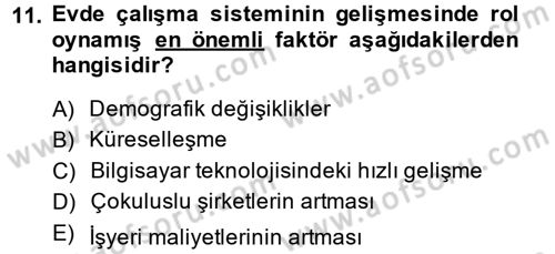 Çalışma Psikolojisi Dersi 2013 - 2014 Yılı (Final) Dönem Sonu Sınav Soruları 11. Soru