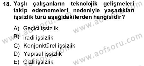 Çalışma Psikolojisi Dersi 2013 - 2014 Yılı (Final) Dönem Sonu Sınav Soruları 18. Soru