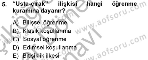 Çalışma Psikolojisi Dersi 2013 - 2014 Yılı (Final) Dönem Sonu Sınav Soruları 5. Soru