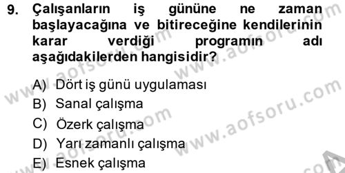 Çalışma Psikolojisi Dersi 2013 - 2014 Yılı (Final) Dönem Sonu Sınav Soruları 9. Soru