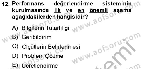 Çalışma Psikolojisi Dersi 2014 - 2015 Yılı (Vize) Ara Sınav Soruları 12. Soru